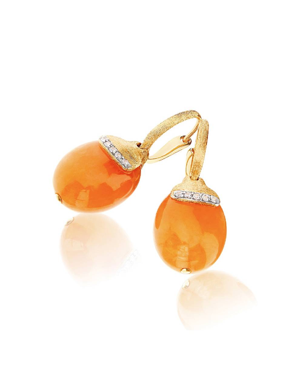Nanis Orecchini Ciliegine "PETRA" Pendenti In Oro, Avventurina Arancione E D – Nanis Italian Jewels
