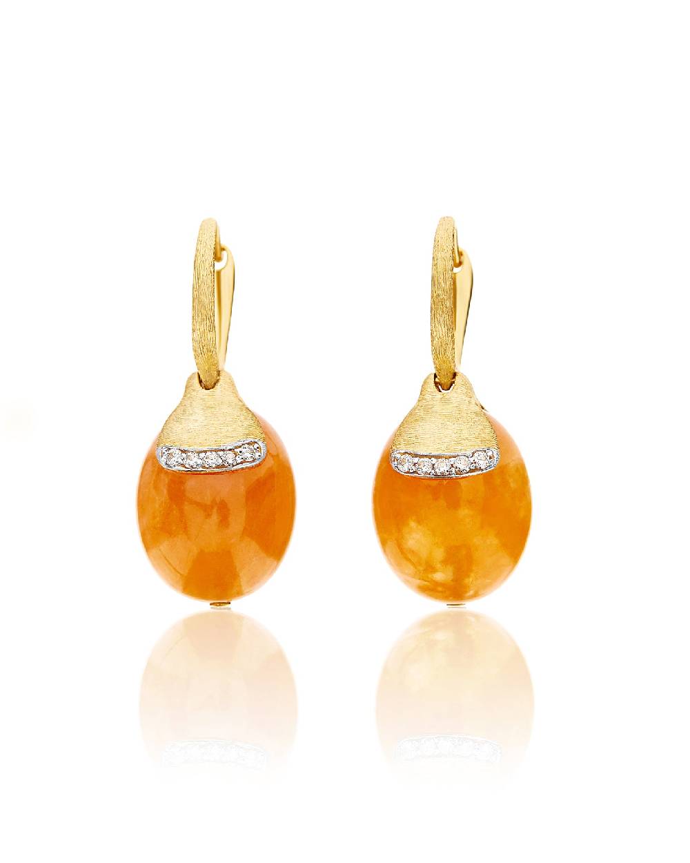 Nanis Orecchini ciliegine "PETRA" pendenti in oro, avventurina arancione e d – Nanis Italian Jewels