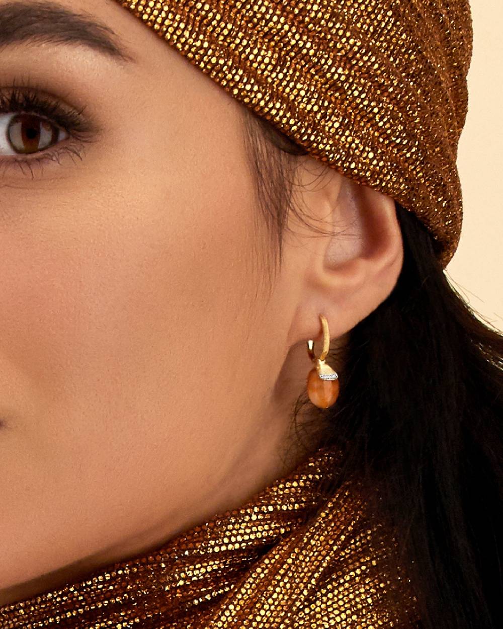 Nanis Orecchini Ciliegine "PETRA" Pendenti In Oro, Avventurina Arancione E D – Nanis Italian Jewels