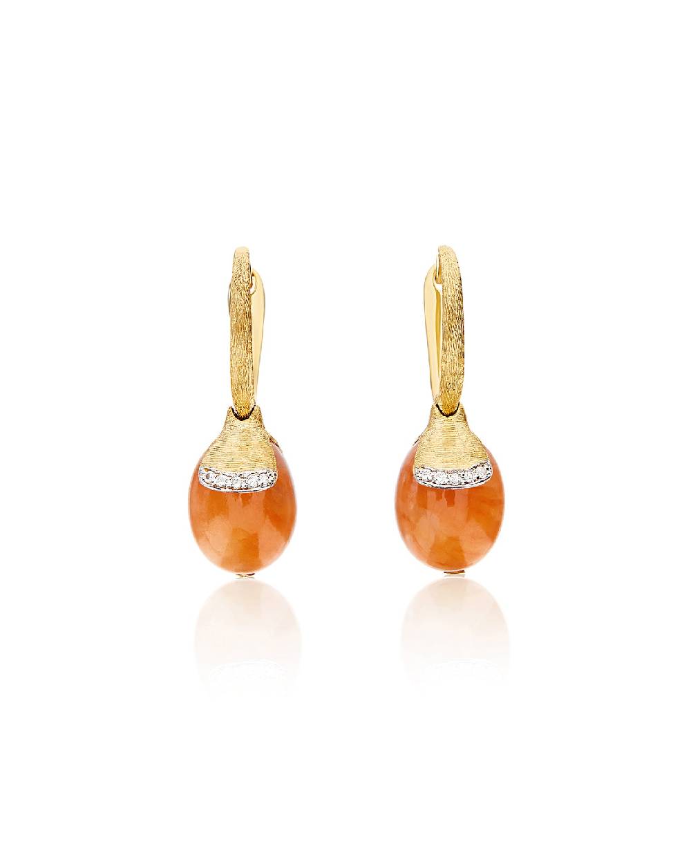 Nanis Orecchini ciliegine "PETRA" pendenti in oro, avventurina arancione e d – Nanis Italian Jewels