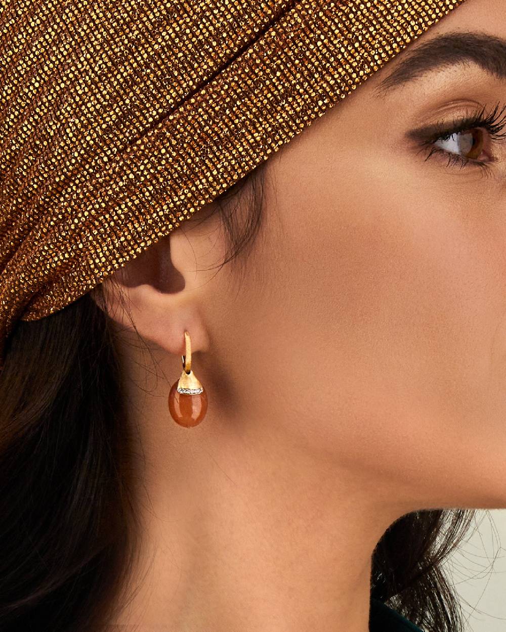 Nanis Orecchini Ciliegine "PETRA" Pendenti In Oro, Avventurina Arancione E D – Nanis Italian Jewels