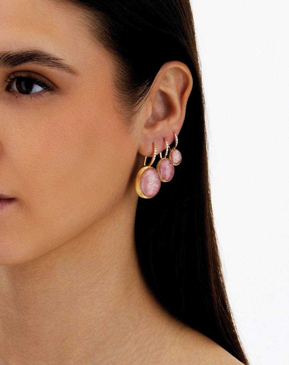 Nanis Orecchini Ciliegine Rosolio "Boules" In Oro Inciso, Diamanti, Cristall – Nanis Italian Jewels