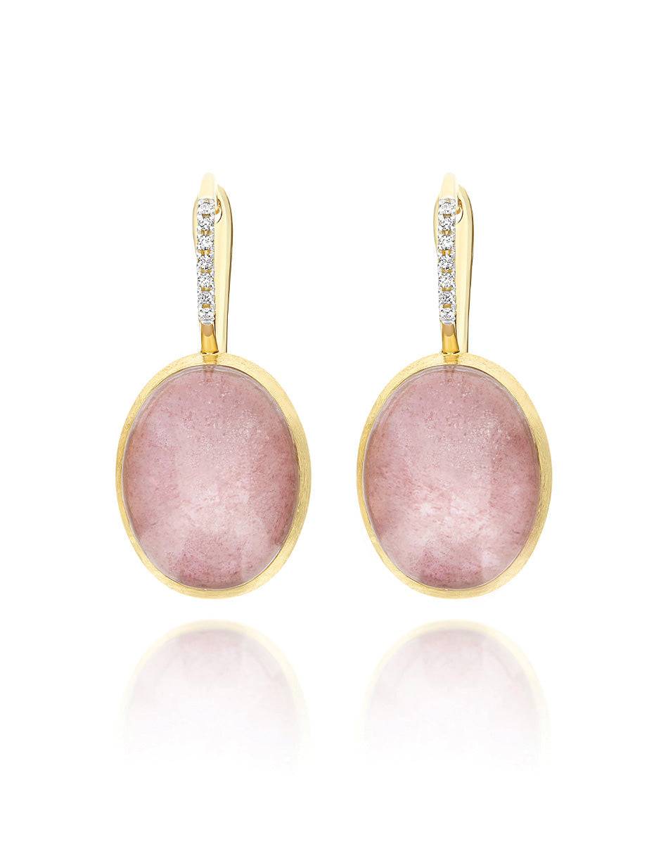 Nanis Orecchini Ciliegine Rosolio "Boules" in oro inciso, diamanti, cristall – Nanis Italian Jewels