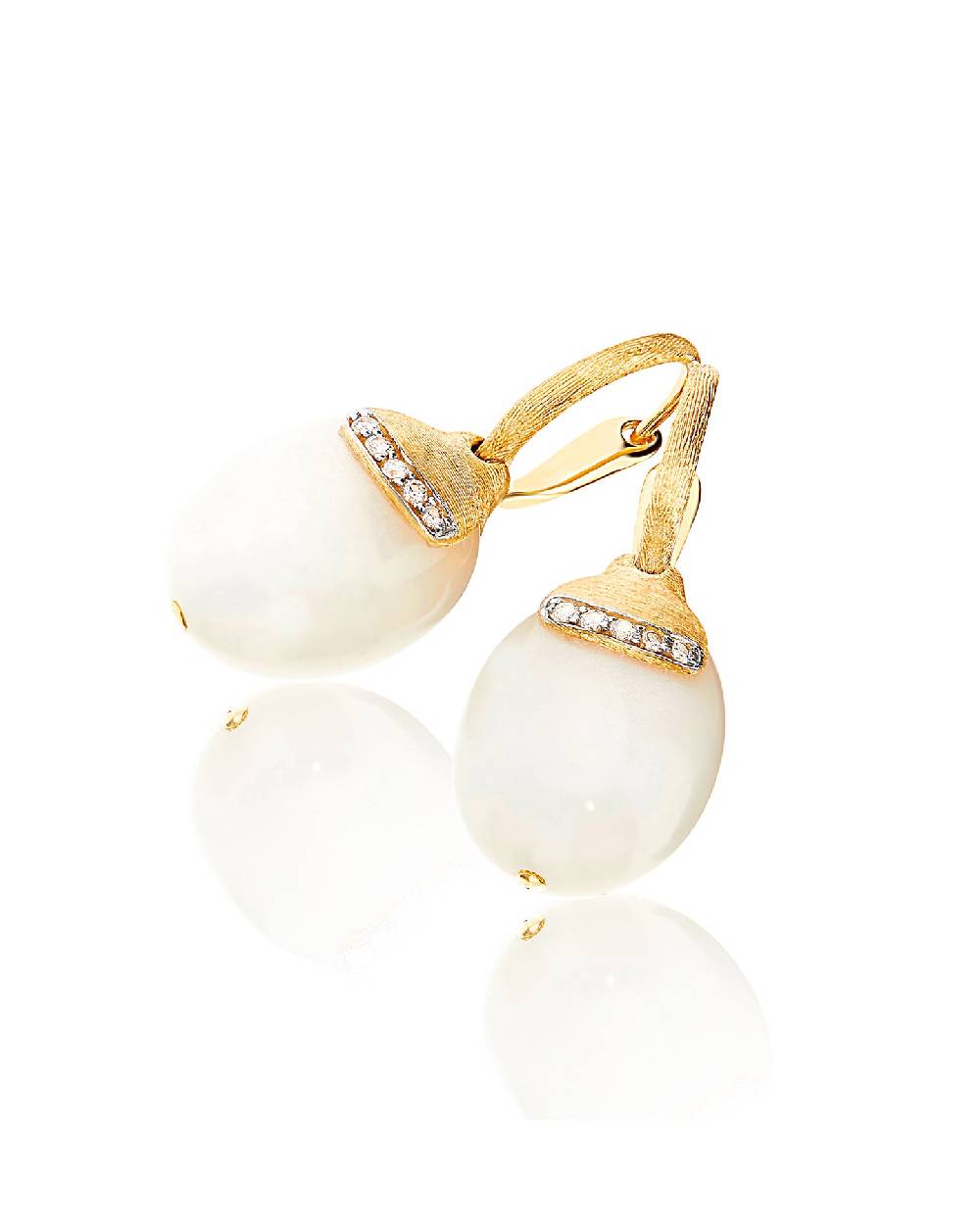 Nanis Orecchini Ciliegine "WHITE DESERT" Pendenti In Oro, Pietra Di Luna E D – Nanis Italian Jewels