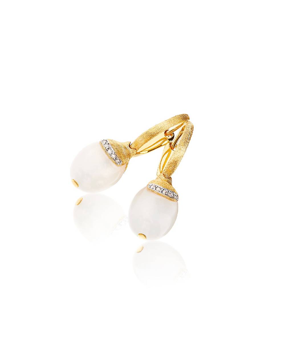 Nanis Orecchini Ciliegine "WHITE DESERT" Pendenti In Oro, Pietra Di Luna E D – Nanis Italian Jewels