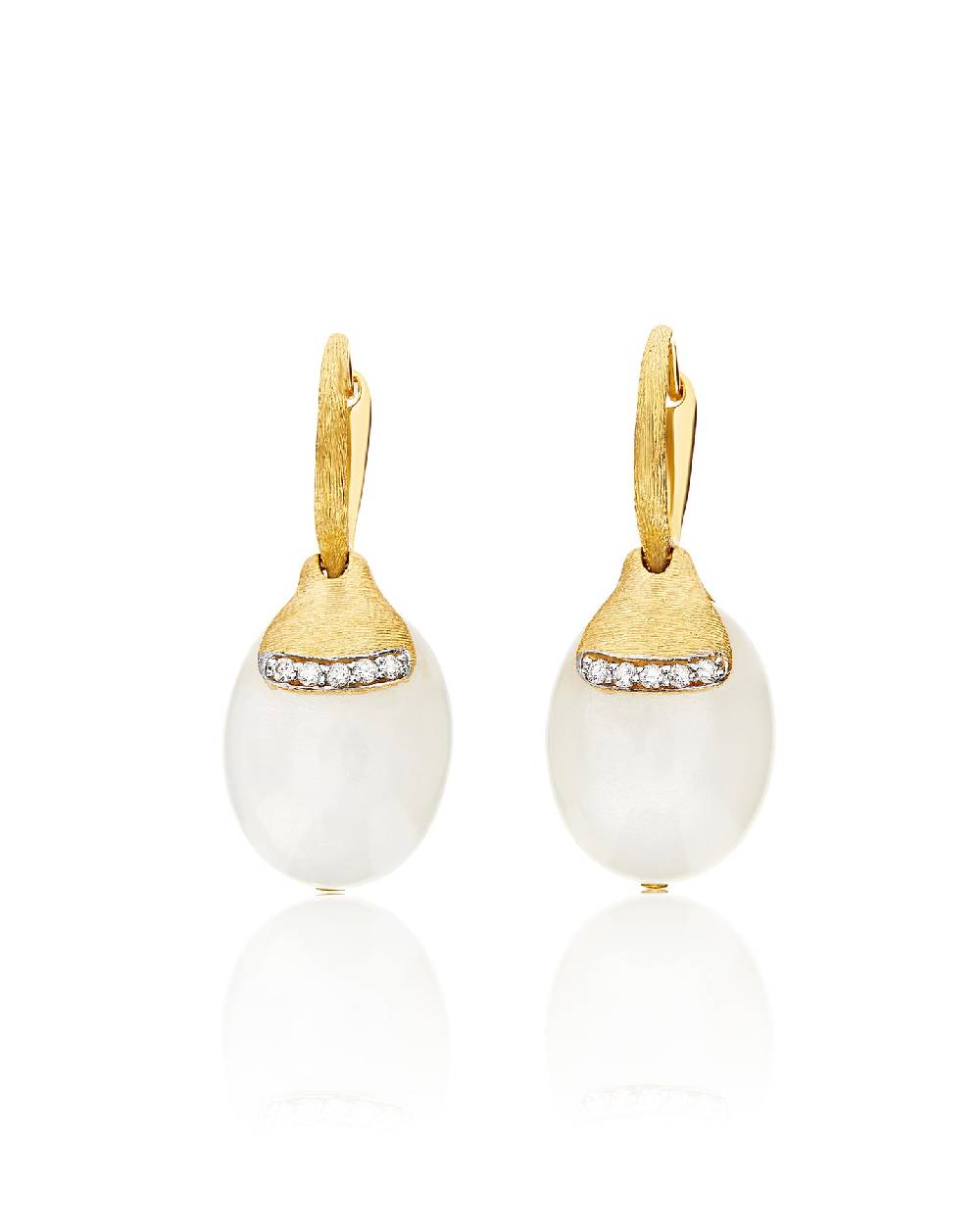 Nanis Orecchini ciliegine "WHITE DESERT" pendenti in oro, pietra di luna e d – Nanis Italian Jewels