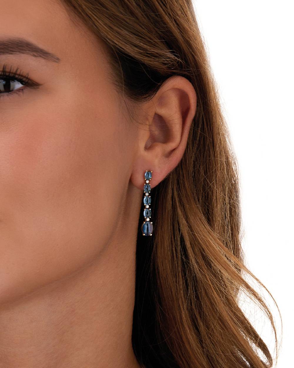 Nanis Orecchini "DANCING AZURE" Lunghi Pendenti In Oro Con Boules In Diamant – Nanis Italian Jewels