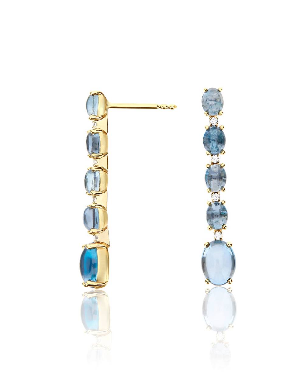 Nanis Orecchini "DANCING AZURE" Lunghi Pendenti In Oro Con Boules In Diamant – Nanis Italian Jewels