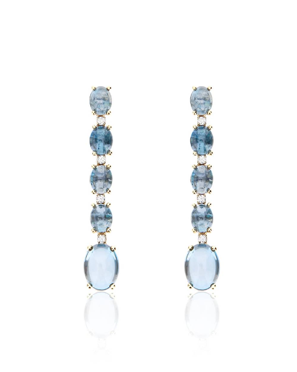 Nanis Orecchini "DANCING AZURE" lunghi pendenti in oro con boules in diamant – Nanis Italian Jewels
