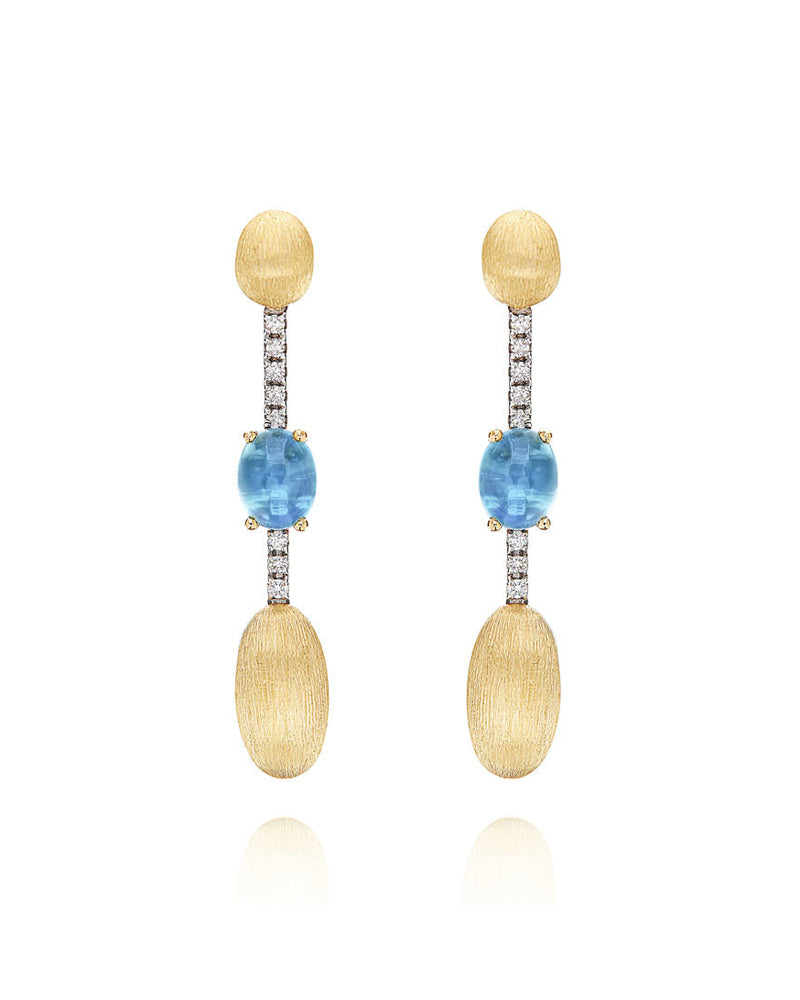 Nanis Orecchini "DANCING AZURE" pendenti con boules in oro, barrette di diam – Nanis Italian Jewels