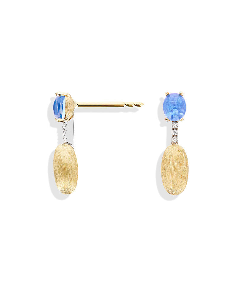 Nanis Orecchini "DANCING AZURE" Pendenti Con Boules In Oro, Diamanti E Topaz – Nanis Italian Jewels