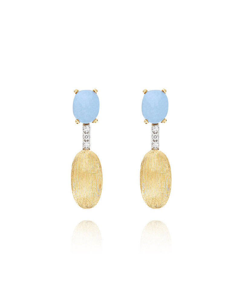 Nanis Orecchini "DANCING AZURE" pendenti con boules in oro, diamanti e acqua – Nanis Italian Jewels