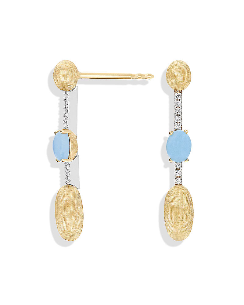 Nanis Orecchini "DANCING AZURE" Pendenti Con Boules In Oro, Barrette Di Diam – Nanis Italian Jewels