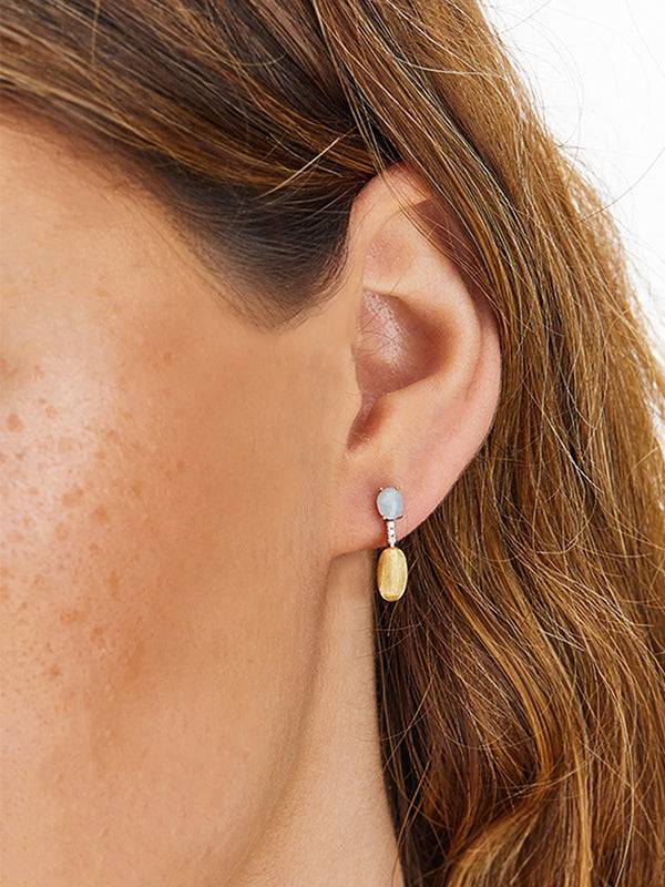 Nanis Orecchini "DANCING AZURE" Pendenti Con Boules In Oro, Diamanti E Acqua – Nanis Italian Jewels