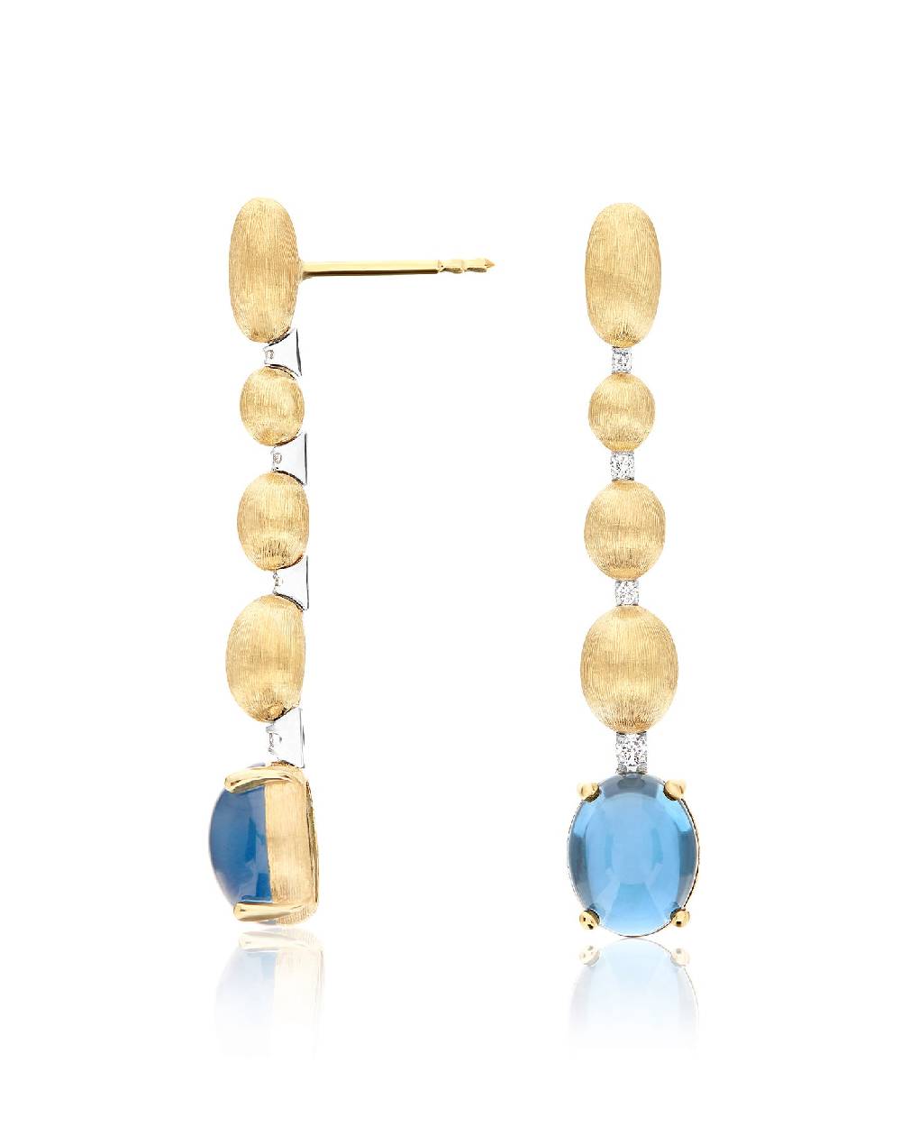 Nanis Orecchini "DANCING AZURE" Pendenti In Oro, Diamanti E Topazio London B – Nanis Italian Jewels