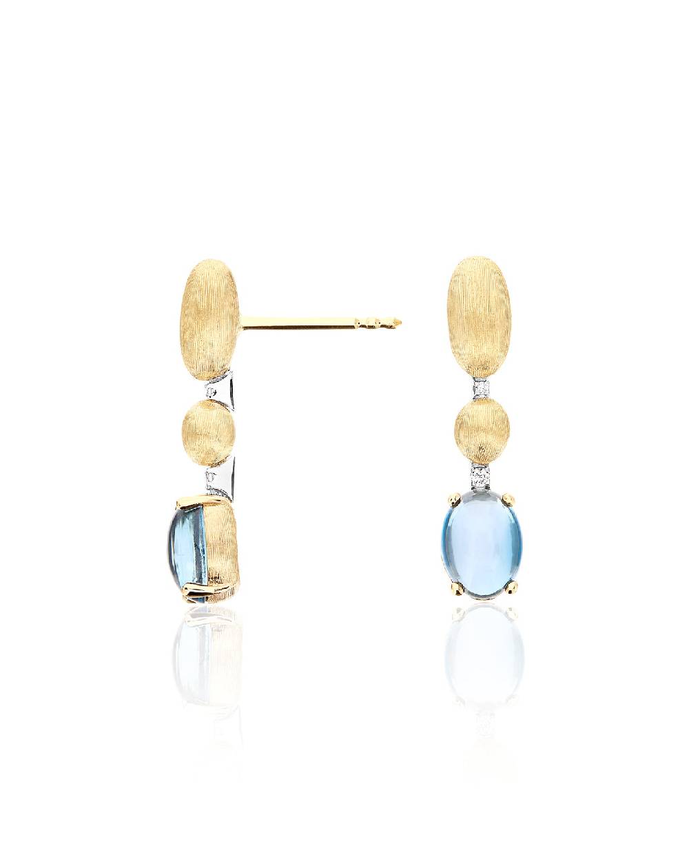 Nanis Orecchini "DANCING AZURE" Pendenti In Oro, Diamanti E Topazio London B – Nanis Italian Jewels