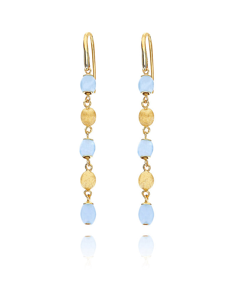 Nanis Orecchini "DANCING AZURE" pendenti in oro e acquamarina – Nanis Italian Jewels