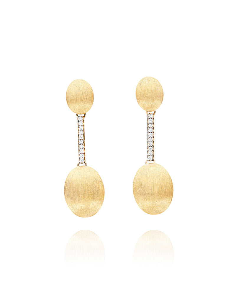 Nanis Orecchini "DANCING ÉLITE" con boules pendenti in oro legate da barrett – Nanis Italian Jewels