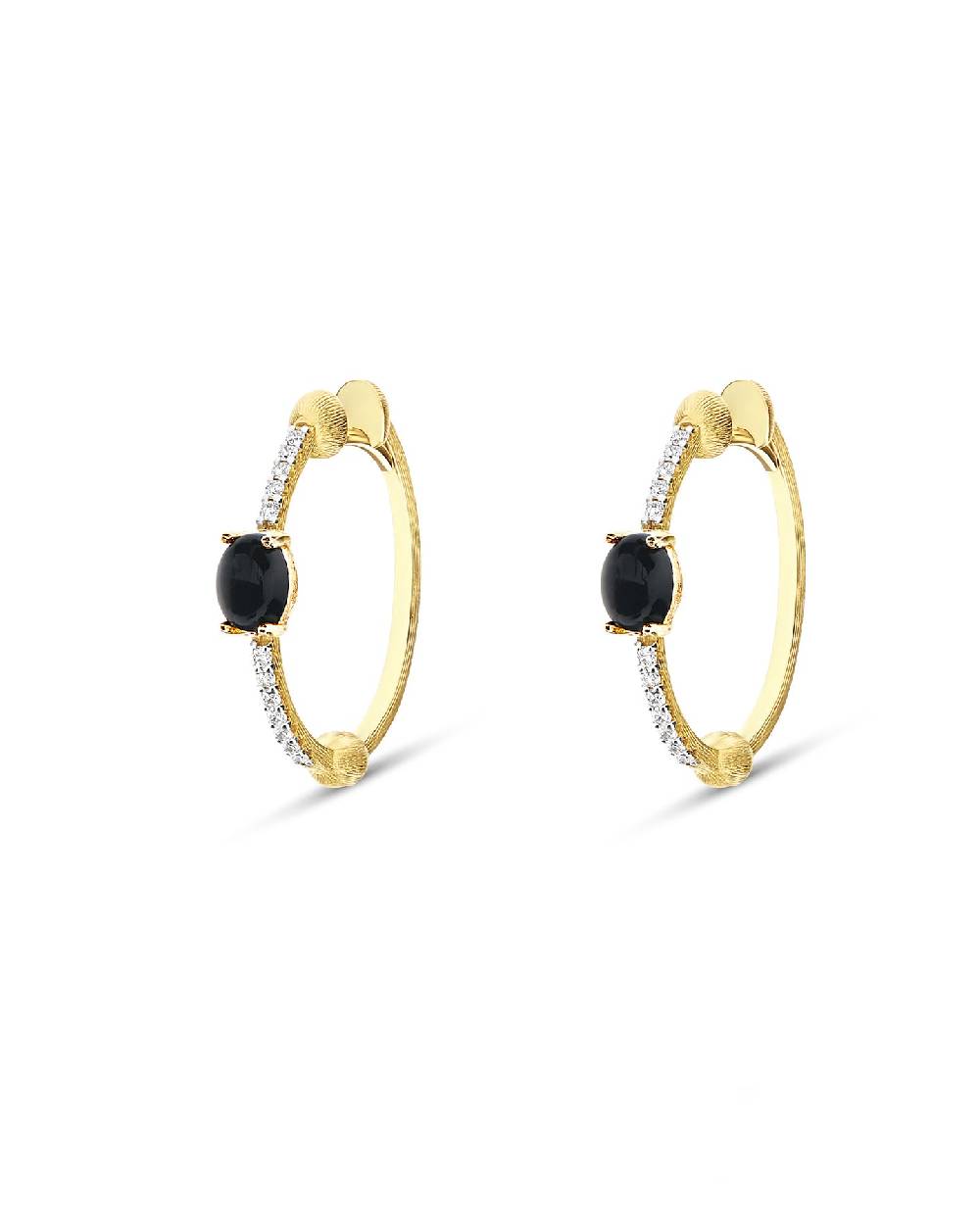 Nanis Orecchini "DANCING MYSTERY BLACK" A Cerchio In Oro, Diamanti E Onice N – Nanis Italian Jewels