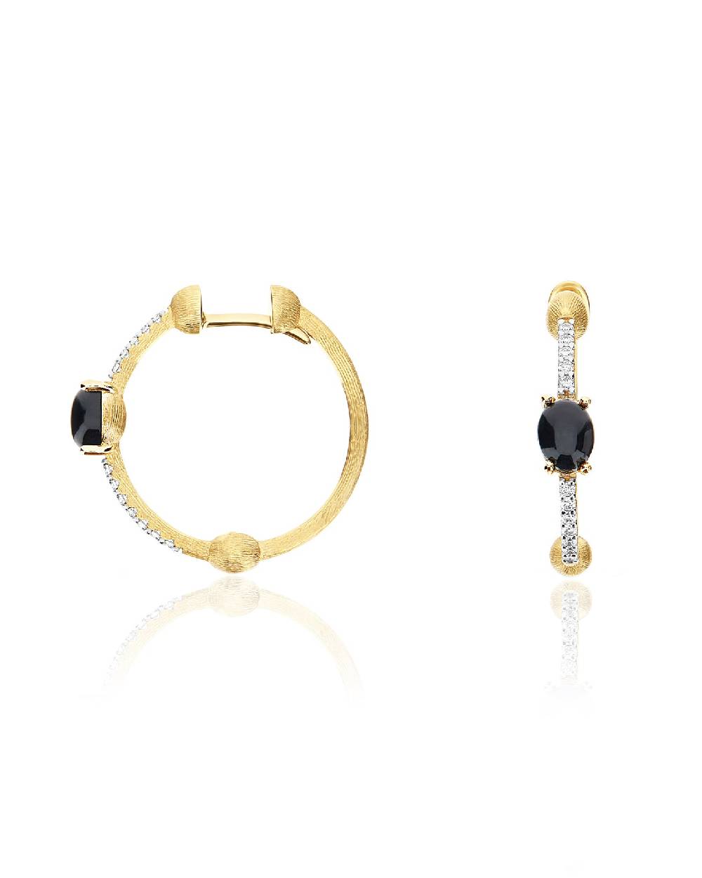 Nanis Orecchini "DANCING MYSTERY BLACK" a cerchio in oro, diamanti e onice n – Nanis Italian Jewels