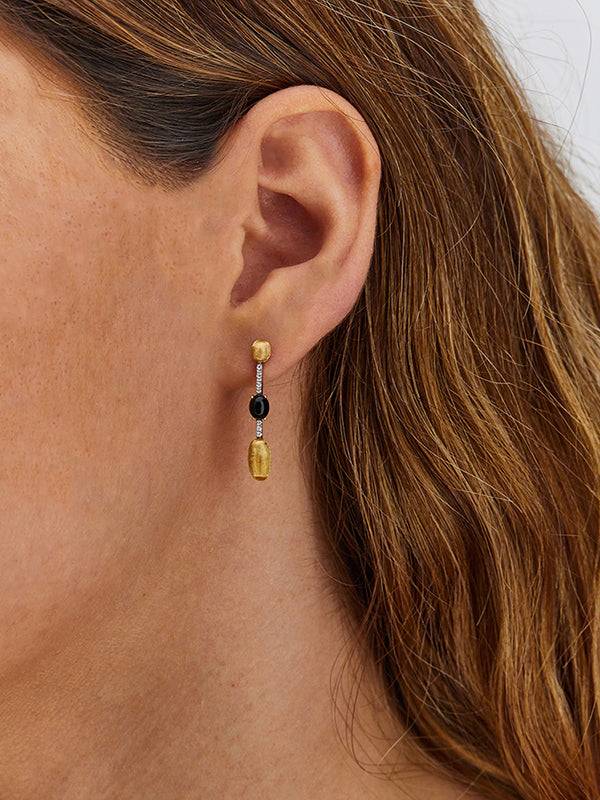 Nanis Orecchini "DANCING MYSTERY BLACK" Pendenti In Oro, Diamanti E Onice Ne – Nanis Italian Jewels