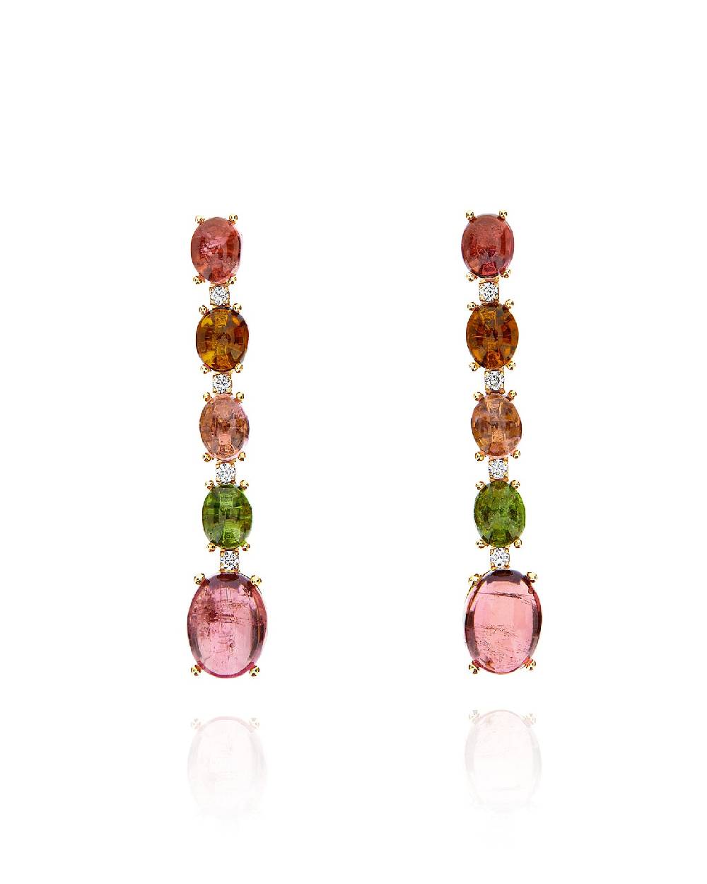 Nanis Orecchini "DANCING TOURMALINES" pendenti in oro, diamanti e tormaline – Nanis Italian Jewels