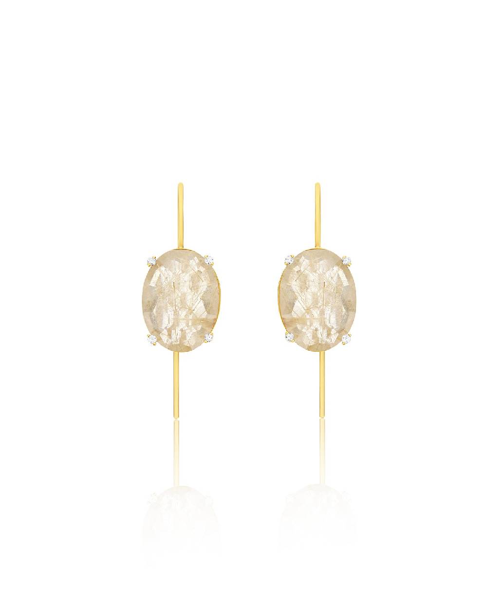 Nanis Orecchini "IPANEMA" con boules in oro, quarzo rutilato giallo e dettag – Nanis Italian Jewels