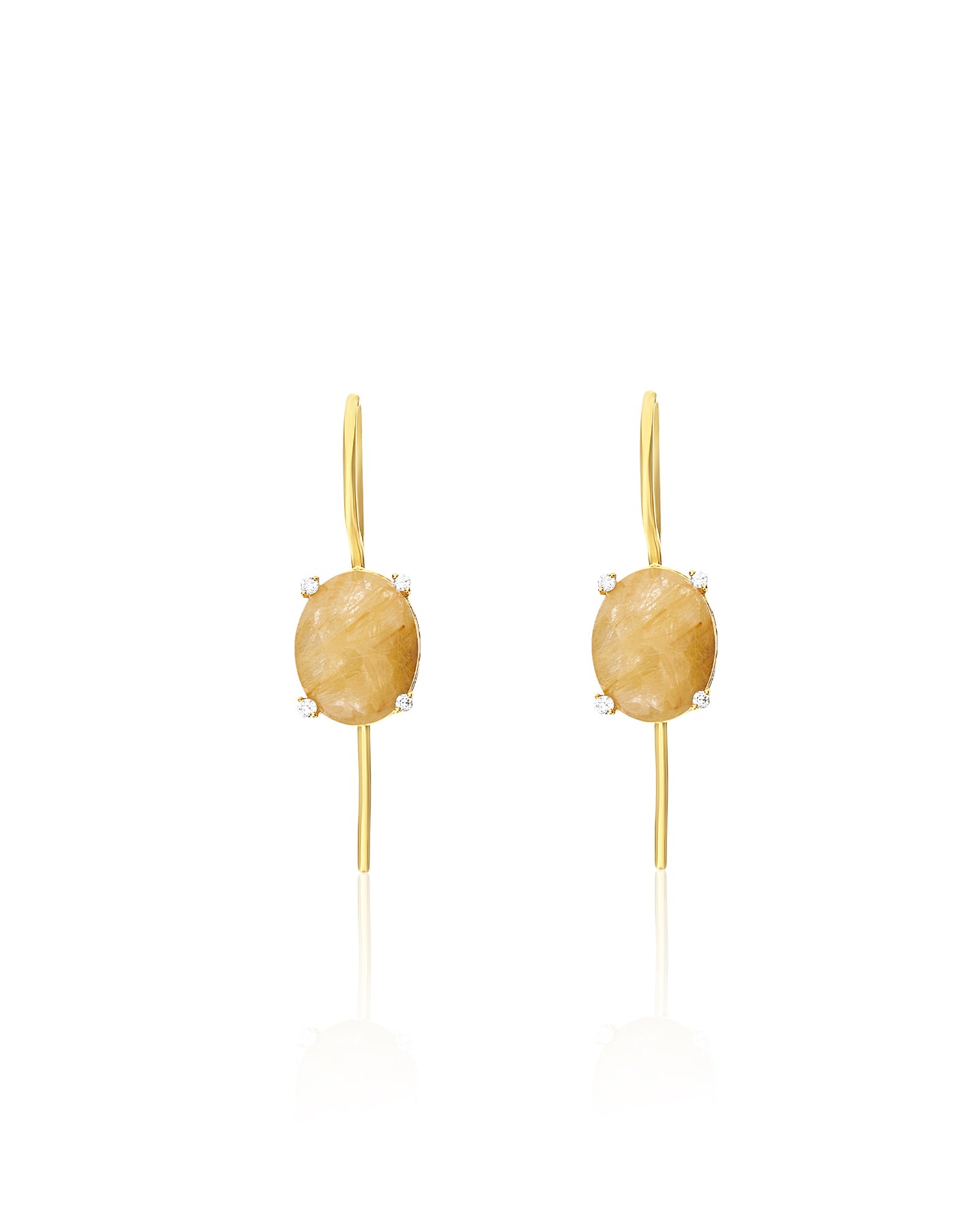 Nanis Orecchini "IPANEMA" con boules in oro, quarzo rutilato giallo e dettag – Nanis Italian Jewels