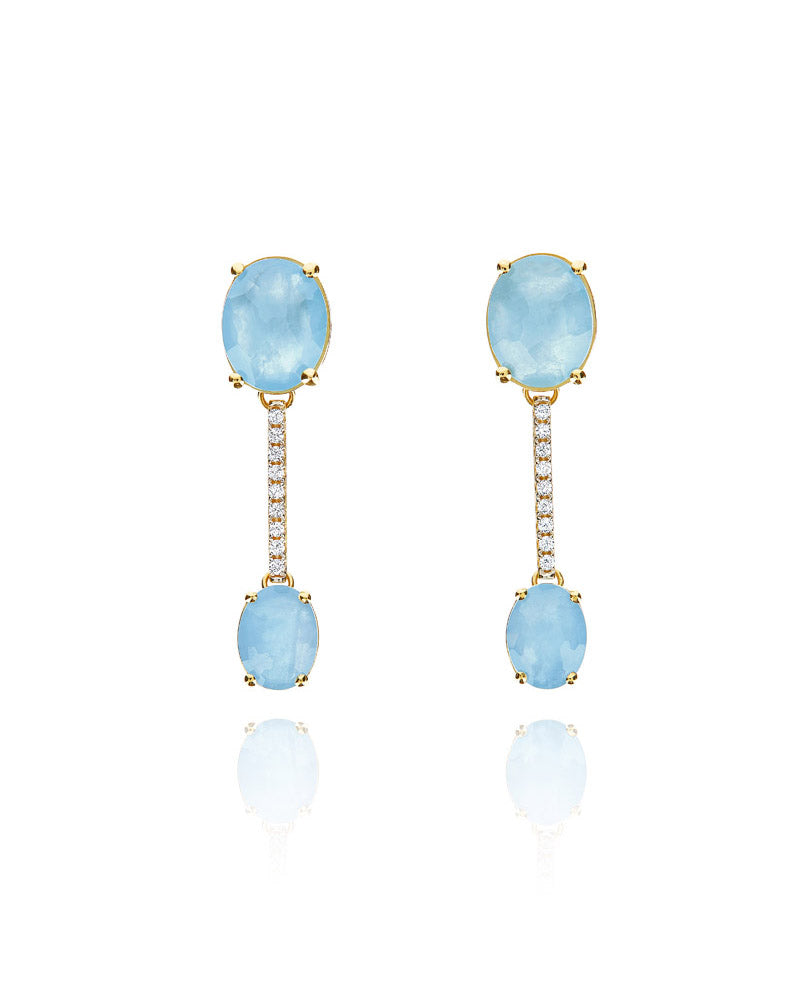 Nanis Orecchini "IPANEMA" in oro, acquamarina e barrette di diamanti – Nanis Italian Jewels