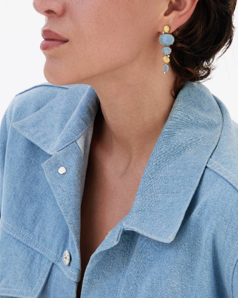 Nanis Orecchini "IPANEMA" Pendenti In Oro, Acquamarina E Diamanti – Nanis Italian Jewels