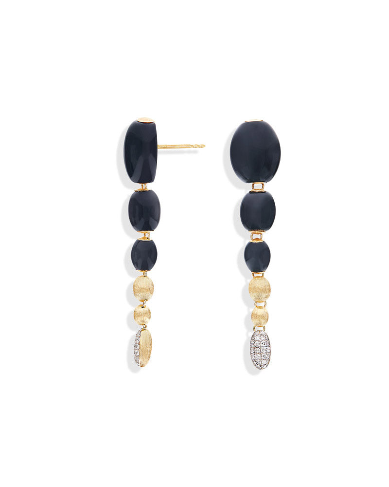 Nanis Orecchini IVY "MYSTERY BLACK" Pendenti In Oro, Diamanti E Onice Nero – Nanis Italian Jewels