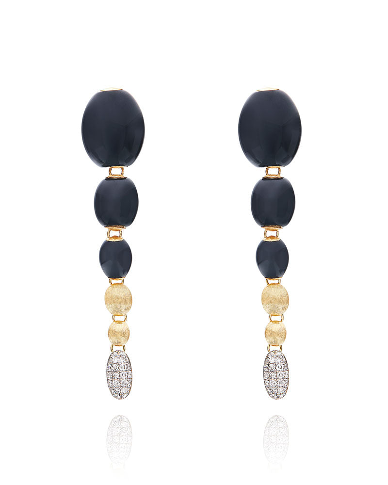 Nanis Orecchini IVY "MYSTERY BLACK" pendenti in oro, diamanti e onice nero – Nanis Italian Jewels