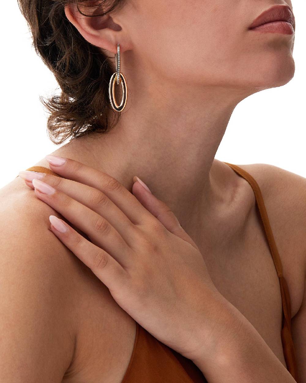 Nanis Orecchini "LIBERA ICON" Ovali In Oro Rosa E Diamanti – Nanis Italian Jewels