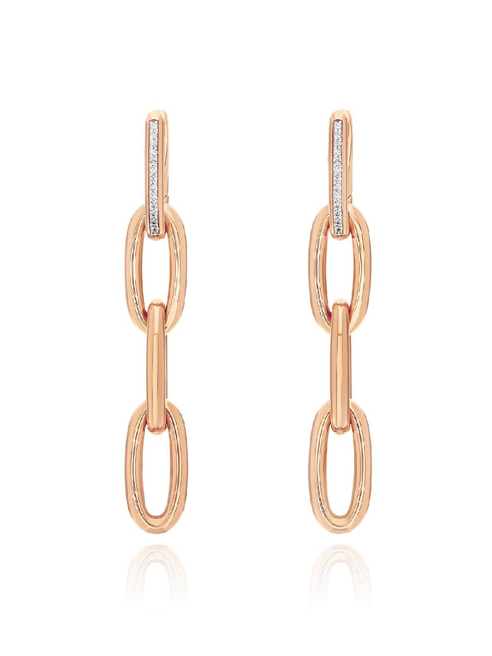 Nanis Orecchini "LIBERA SOUL" pendenti con triplo elemento in oro rosa e dia – Nanis Italian Jewels