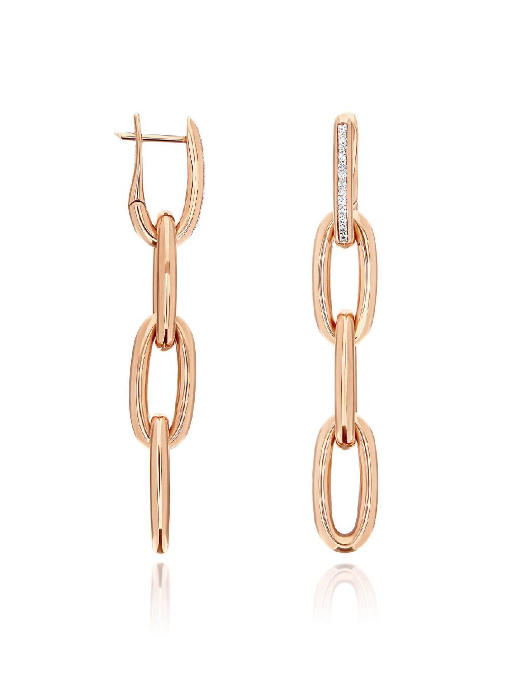 Nanis Orecchini "LIBERA SOUL" Pendenti Con Triplo Elemento In Oro Rosa E Dia – Nanis Italian Jewels