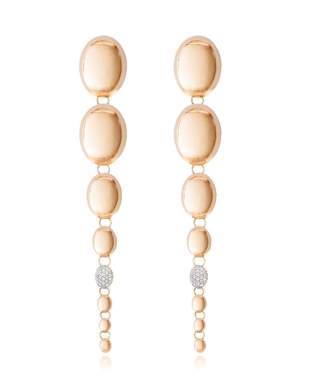 Nanis Orecchini "NUVOLE" pendenti con boules degradé in oro rosa e diamanti – Nanis Italian Jewels
