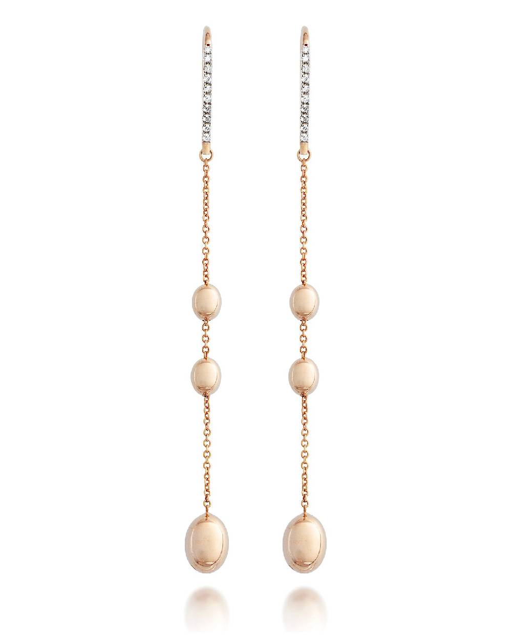 Nanis Orecchini "soffio" pendenti lunghi in oro rosa e diamanti – Nanis Italian Jewels