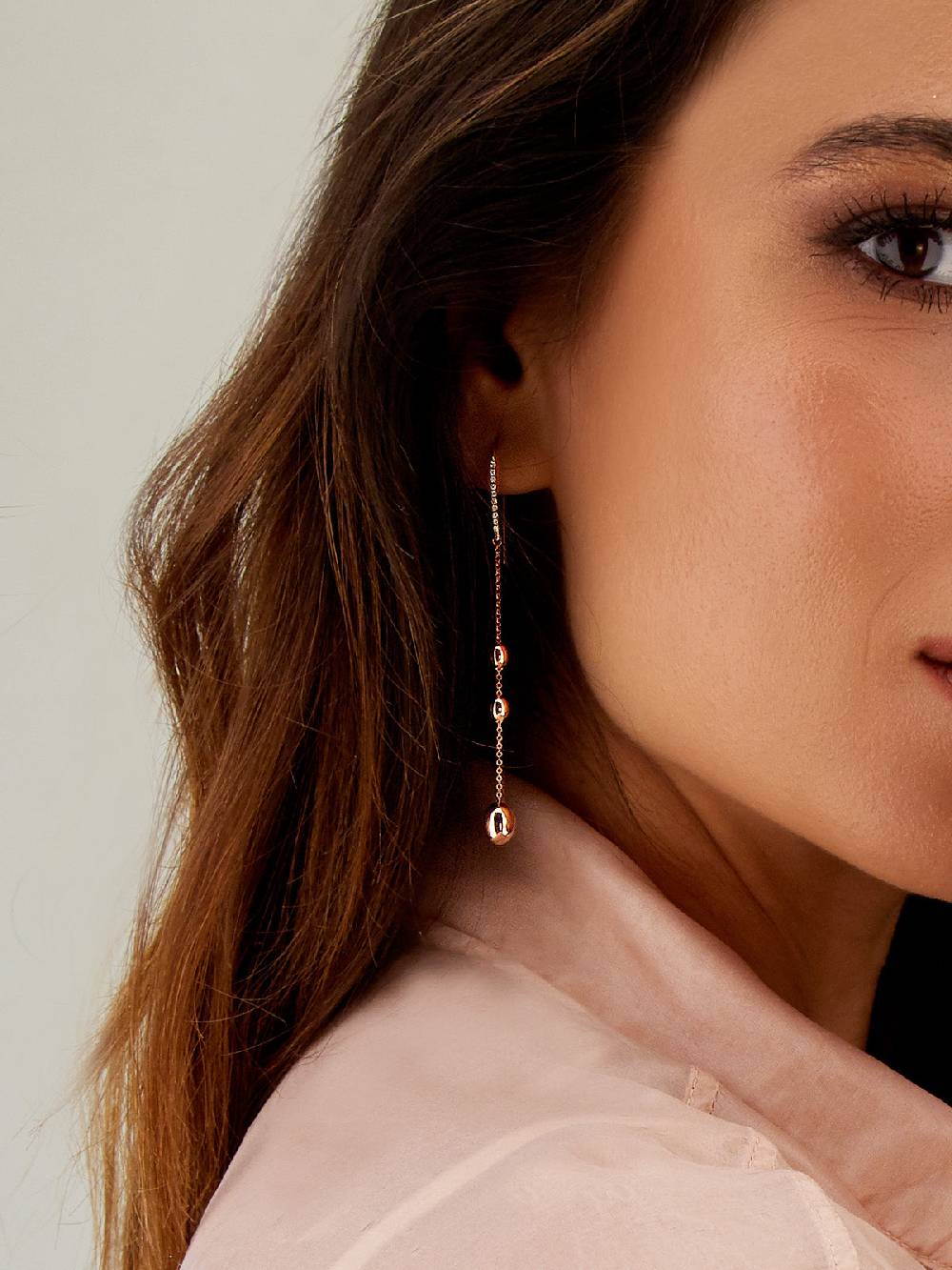 Nanis Orecchini "soffio" Pendenti Lunghi In Oro Rosa E Diamanti – Nanis Italian Jewels