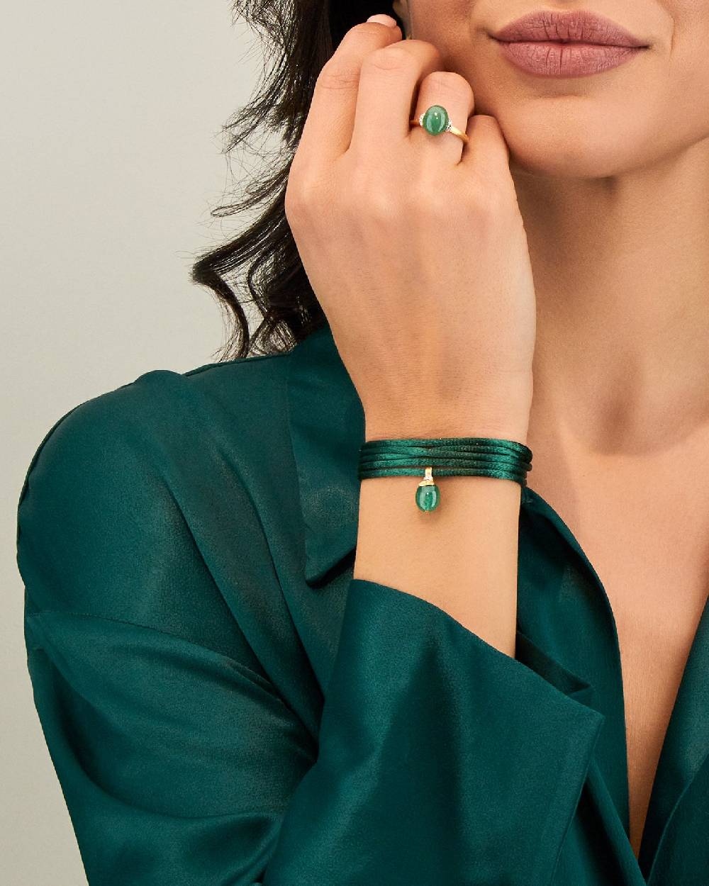 Nanis Pendente "AMAZZONIA" In Oro, Diamanti E Avventurina Verde (piccolo) – Nanis Italian Jewels