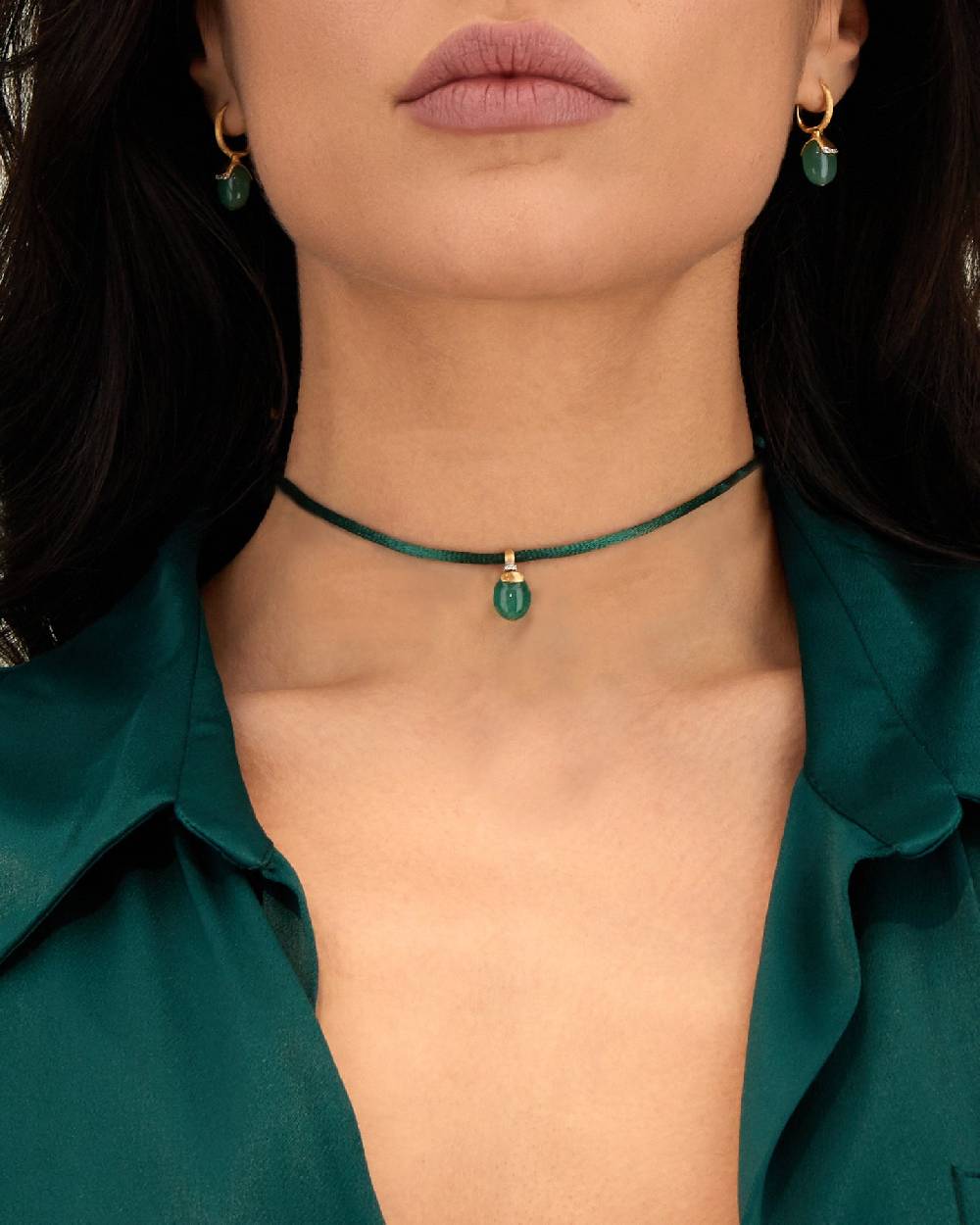 Nanis Pendente "AMAZZONIA" In Oro, Diamanti E Avventurina Verde (piccolo) – Nanis Italian Jewels