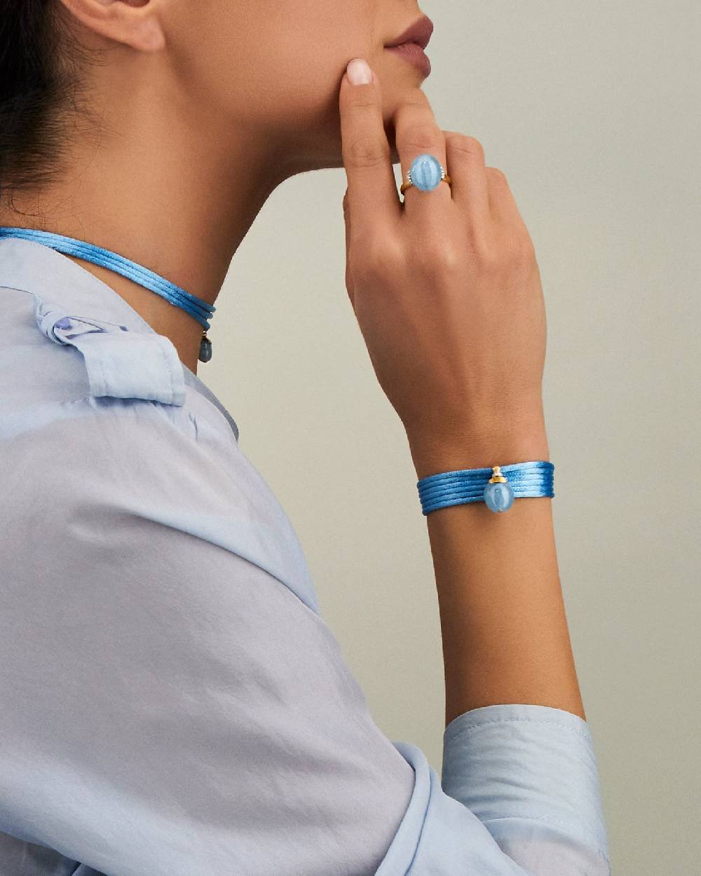 Nanis Pendente "AZURE" In Oro, Diamanti E Acquamarina Milk (grande) – Nanis Italian Jewels