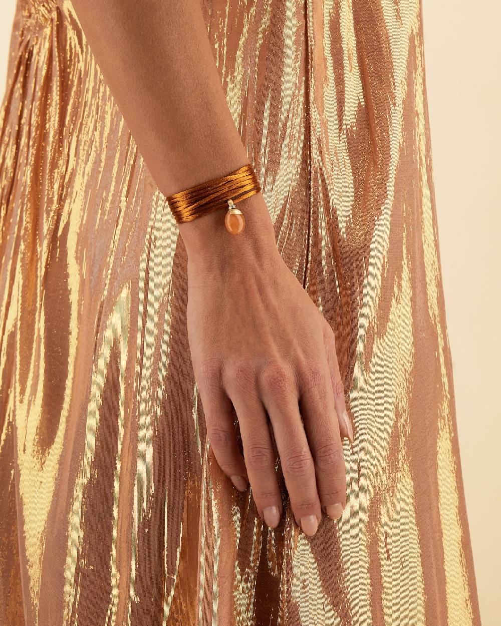 Nanis Pendente "PETRA" In Oro, Diamanti E Avventurina Arancione (medio) – Nanis Italian Jewels