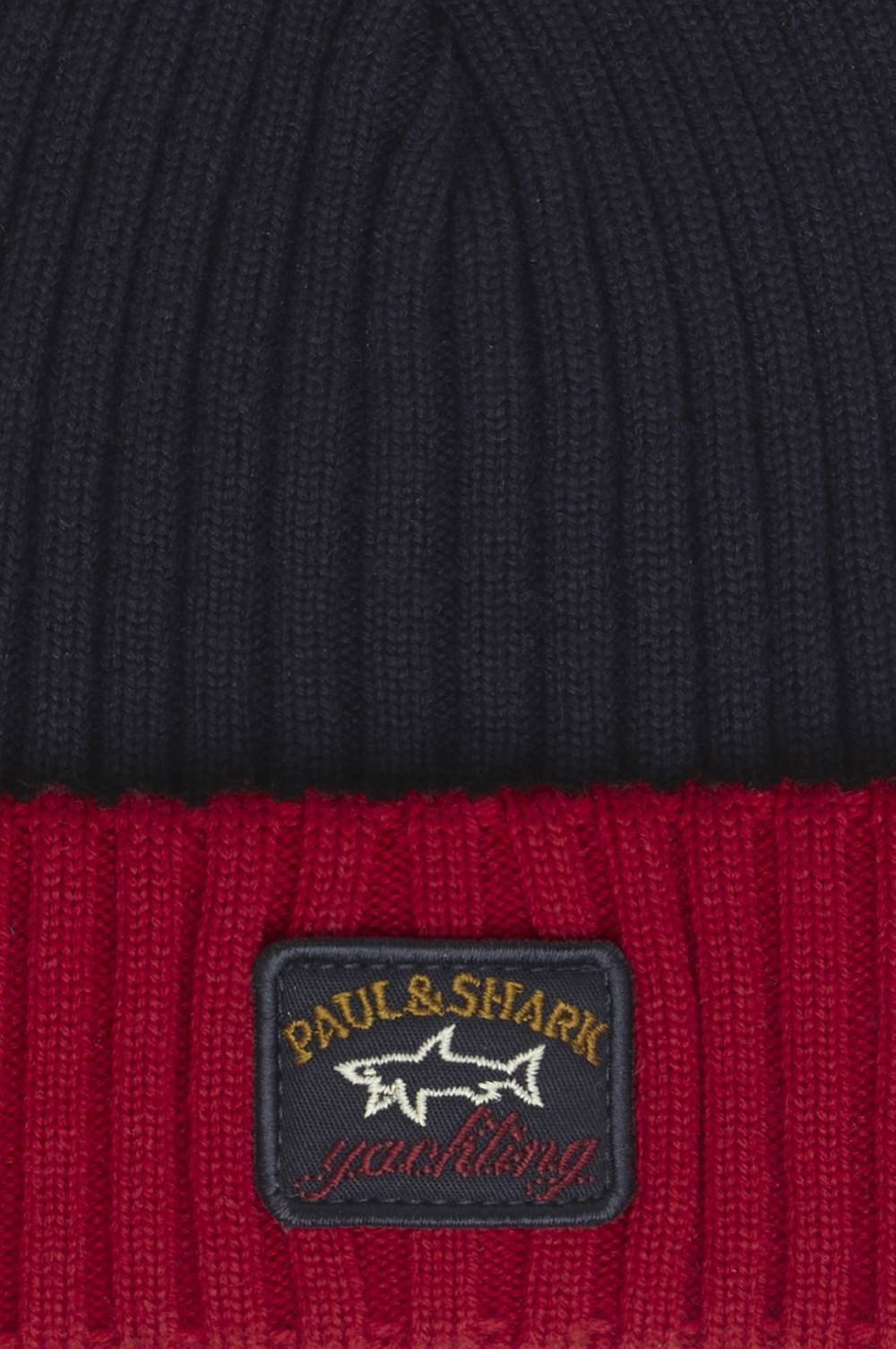 Paul & Shark Berretto In Lana A Coste Con Badge Iconico Paul & Shark