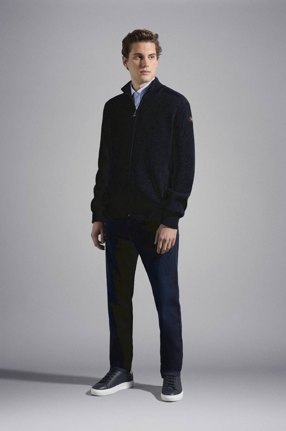 Paul & Shark Cardigan In Lana Con Zip E Badge Iconico Paul & Shark