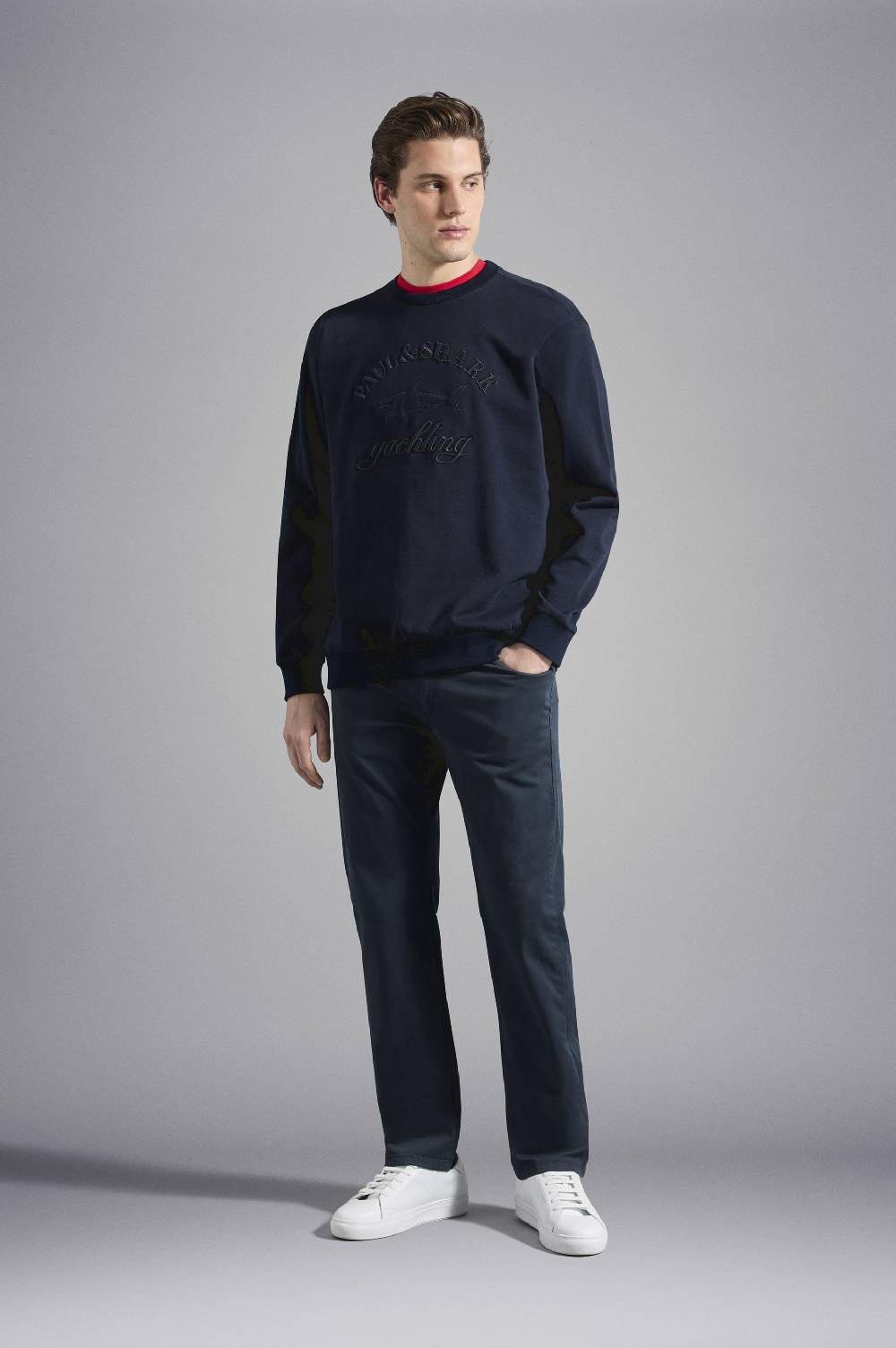 Paul & Shark Felpa In Cotone Con Mega Logo Ricamato Paul & Shark