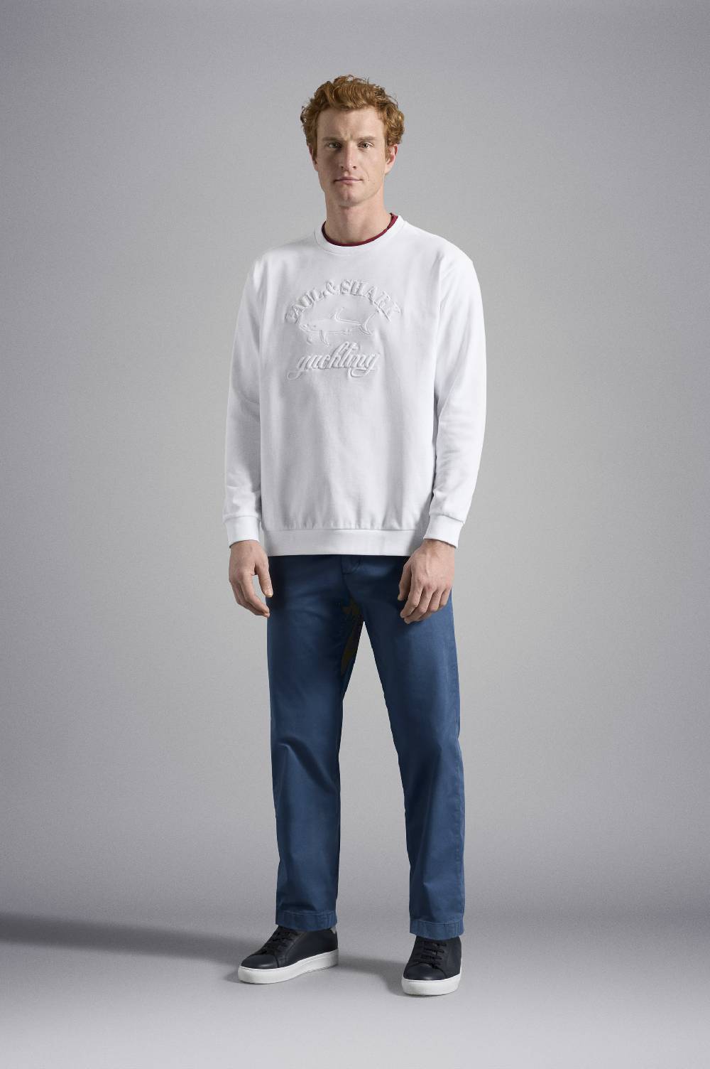 Paul & Shark Felpa In Cotone Con Mega Logo Ricamato Paul & Shark