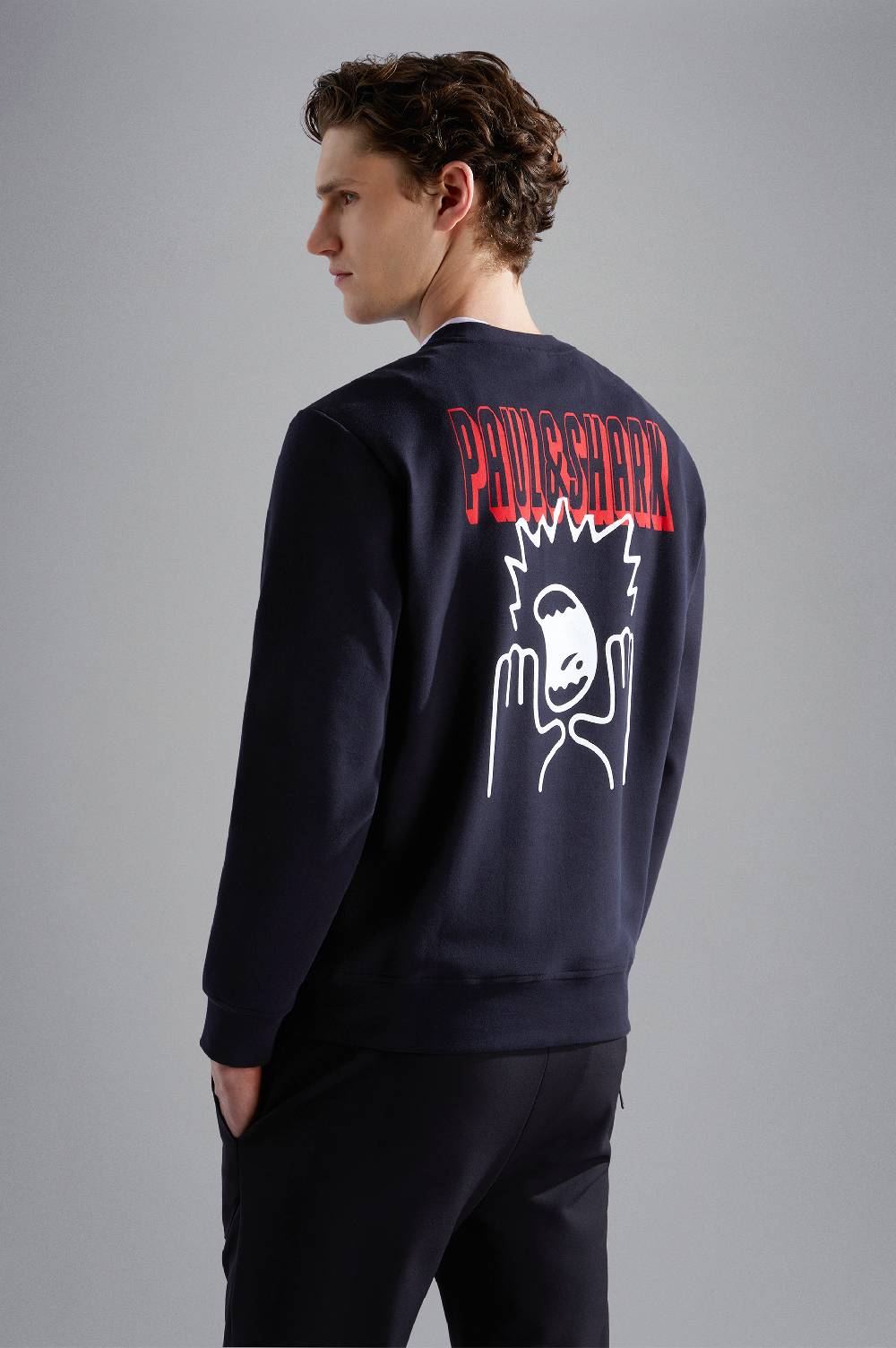 Paul & Shark Felpa In Cotone Soft Active Fleece Con Stampe Paul & Shark