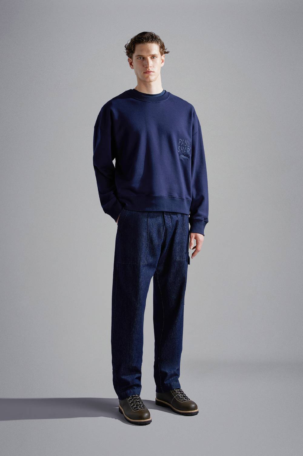 Paul & Shark Felpa In Cotone Winter Fleece Con Ricami Paul & Shark