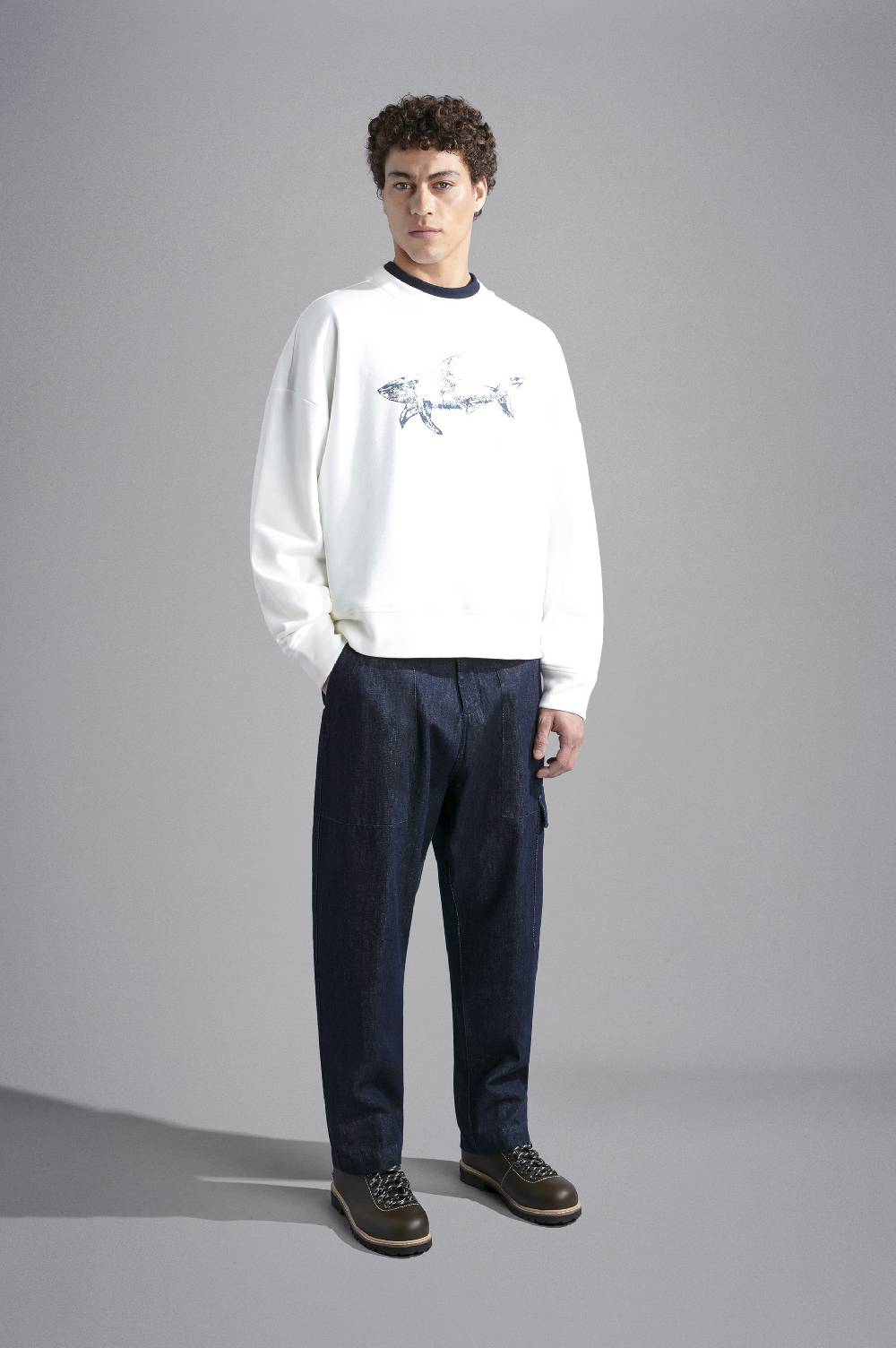 Paul & Shark Felpa In Cotone Winter Fleece Con Stampa Paul & Shark