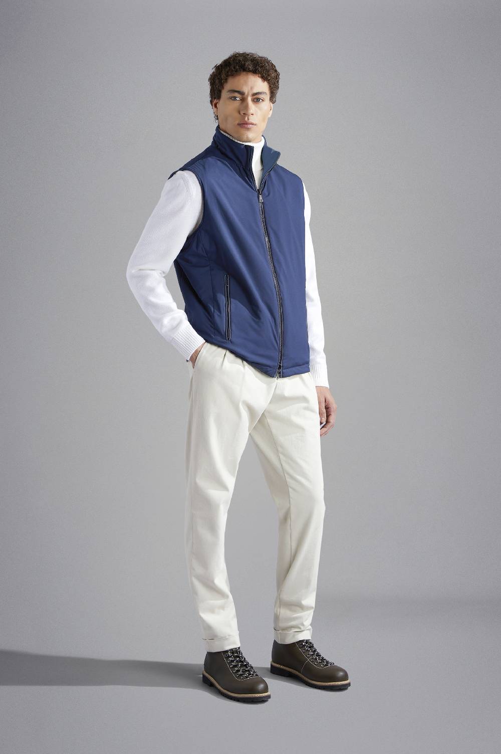 Paul & Shark Gilet Double Face In Typhoon Platinum Paul & Shark